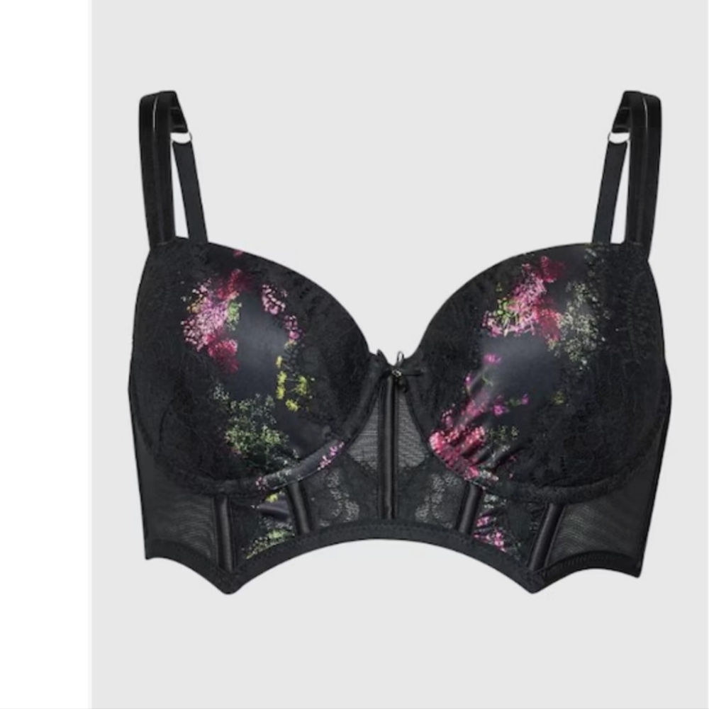 HUNKEMOLLER AMELIE PADDED UNDERWIRED LONGLINE BRA /34DDF,CAVIAR BLACK - Picture 11 of 11